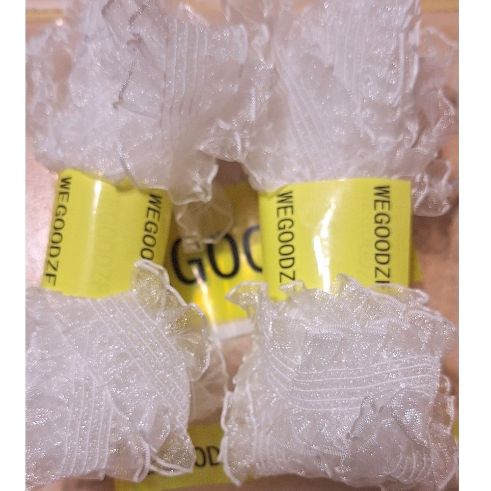 White Organza Ruffle Shoelaces Sheer Frill Laces for Sneakers 1 Pair - Picture 5 of 6